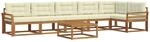 vidaXL Outdoor-Sofagarnitur mit Kissen 7-Tlg Natur und Creme 3367683