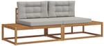 vidaXL Outdoor-Sofagarnitur mit Kissen 2 St&uuml;ck Natur und Hellgrau 3368124