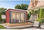 Lasita Holz-Gartenhaus Austin 3 Flachdach Schwedenrot Lasiert 360 cm x 240 cm