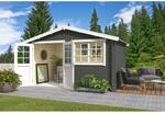 Lasita Holz-Gartenhaus Axel 230 Satteldach Grau-Gr&uuml;n Lasiert 380 cm x 230 cm