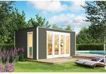 Lasita Holz-Gartenhaus Palermo 2 Flachdach Grau-Gr&uuml;n Lasiert 444.4 cm x 300 cm