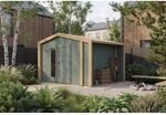 Weka Holz-Gartenhaus Killarney Satteldach Grau-Gr&uuml;n Lasiert 361 cm x 313 cm