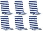 vidaXL Hochlehner-Auflagen 6 Stk Blau & Wei&szlig; Gestreift Stoff 361255
