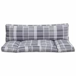 vidaXL Palettenkissen 2-Tlg Grau Karomuster Stoff 360936