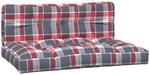 vidaXL Palettenkissen 2-Tlg Rot Karomuster Stoff 360746