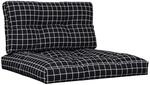 vidaXL Palettenkissen 2-Tlg Schwarz Karomuster Stoff 360727