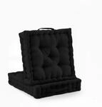 Beautissu Mila Stuhlkissen 50x50x10cm Schwarz 2tlg