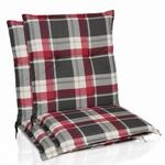 Beautissu 2er Set Sunny RK Niedriglehner Auflagen 100x50 cm in Bordeaux Kariert