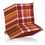 Beautissu 8er Set Sunny RO Niedriglehner Auflagen 100x50 cm in Rot Kariert