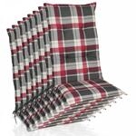 Beautissu 8er Set Hochlehner Auflagen Set 120x50 cm Polster Bordeaux Kariert