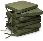 Beautissu 8er Set Loft SK Stuhlkissen 45x40 cm mit B&auml;ndern Rutschfest Olivgr&uuml;n