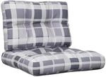 vidaXL Palettenkissen 2-Tlg Grau Karomuster Stoff 360681