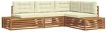 vidaXL Outdoor-Sofagarnitur mit Kissen 4-Tlg Natur und Creme 3374090
