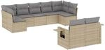vidaXL 9-Tlg Garten-Sofagarnitur mit Kissen Beige Poly Rattan 3252956
