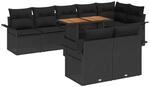 vidaXL Gartensofa-Set mit Kissen 9 Stk Schwarz Poly-Rattan 3349351