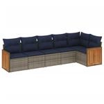 vidaXL 6-Tlg Gartensofa-Set mit Kissen Grau Polyrattan 3227671