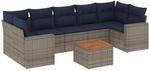 vidaXL 8-Tlg Garten-Sofagarnitur mit Kissen Grau Poly Rattan 3256369