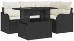 vidaXL Gartensofa-set mit Kissen 5-Tlg Schwarz Poly-Rattan 3357190