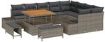 vidaXL Garten-Sofa-Set mit Speicher 12-Tlg Grau Poly Rattan 3362818