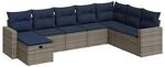 vidaXL 8-Tlg Garten-Sofagarnitur mit Kissen Grau Poly Rattan 3325437