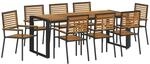vidaXL Garten Essgruppe 9-Tlg Schwarz und Holz Poly-Rattan 3365487