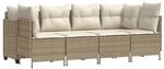 vidaXL 5-tlg Garten-Sofagarnitur mit Kissen Beige Poly Rattan Modell 188