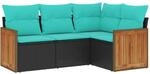 vidaXL 4-Tlg Gartensofa-Set mit Kissen Schwarz Polyrattan 3227611