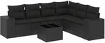 vidaXL 7-tlg Garten-Sofagarnitur mit Kissen Schwarz Poly Rattan Modell 239