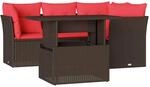 vidaXL 5-Tlg Gartensofa-Set mit Kissen Braun Polyrattan 3266564