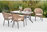 Merxx Ravenna Set 9-tlg. 4 Stapelsessel 4 Sitzkissen Tisch 150 x 85 cm Natur