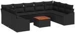 vidaXL Garten-Sofa-Set mit Kissen 10-Tlg Schwarz Poly Rattan 3347877