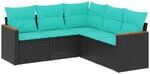vidaXL 5-Tlg Gartensofa-Set mit Kissen Schwarz Polyrattan 3225959