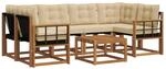 vidaXL Outdoor-Sofagarnitur mit Kissen 7-Tlg Natur und Beige 3368456