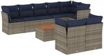 vidaXL 9-Tlg Garten-Sofagarnitur mit Kissen Grau Poly Rattan 3256068