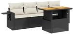 vidaXL 5-Tlg Garten-Sofagarnitur mit Kissen Schwarz Poly Rattan 3271630