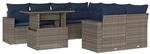 vidaXL 9-Tlg Gartensofa-Set mit Kissen Grau Polyrattan 3267171