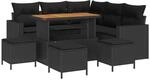 vidaXL Gartensofa-Set mit Kissen 10 Stk Schwarz Poly-Rattan 3363569