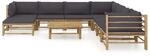 vidaXL 9-tlg Garten-Lounge-Set mit Dunkelgrauen Kissen Bambus Modell 2