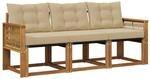 vidaXL Outdoor-Sofagarnitur mit Kissen 3 Stk Natur und Beige 3381749