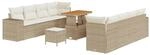 vidaXL Gartensofa-set mit Kissen 11-Tlg Beige und Creme Poly-Rattan 3363931