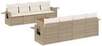 vidaXL 9-Tlg Garten-Sofagarnitur mit Kissen Beige Poly Rattan 3224483