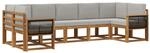 vidaXL Outdoor-Sofagarnitur mit Kissen 7 Stk Natur und Hellgrau 3385512