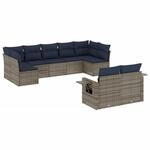 vidaXL 9-Tlg Gartensofa-Set mit Kissen Grau Polyrattan 3220620
