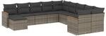 vidaXL 11-Tlg Garten-Sofagarnitur mit Kissen Grau Poly Rattan 3258973