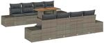 vidaXL Garten-Sofa-Set mit Speicher 9-Tlg Grau Poly Rattan 3358673