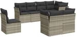 vidaXL 8-Tlg Garten-Sofagarnitur mit Kissen Hellgrau Poly Rattan 3217932