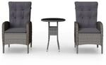 vidaXL 3-Tlg Garten-Bistro-Set Poly Rattan Grau 3058542
