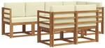 vidaXL Outdoor-Sofagarnitur mit Kissen 7-Tlg Natur und Creme 3366518