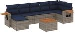 vidaXL 8-Tlg Garten-Sofagarnitur mit Kissen Grau Poly Rattan 3227041