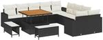 vidaXL Gartensofa-Set mit Kissen 17 Stk Schwarz und Creme Poly-Rattan 3363615